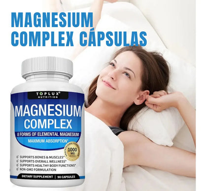 MAGNESIUM COMPLEX 90 CAPSULAS | 8 Tipos de Magnesio de Alta Absorción